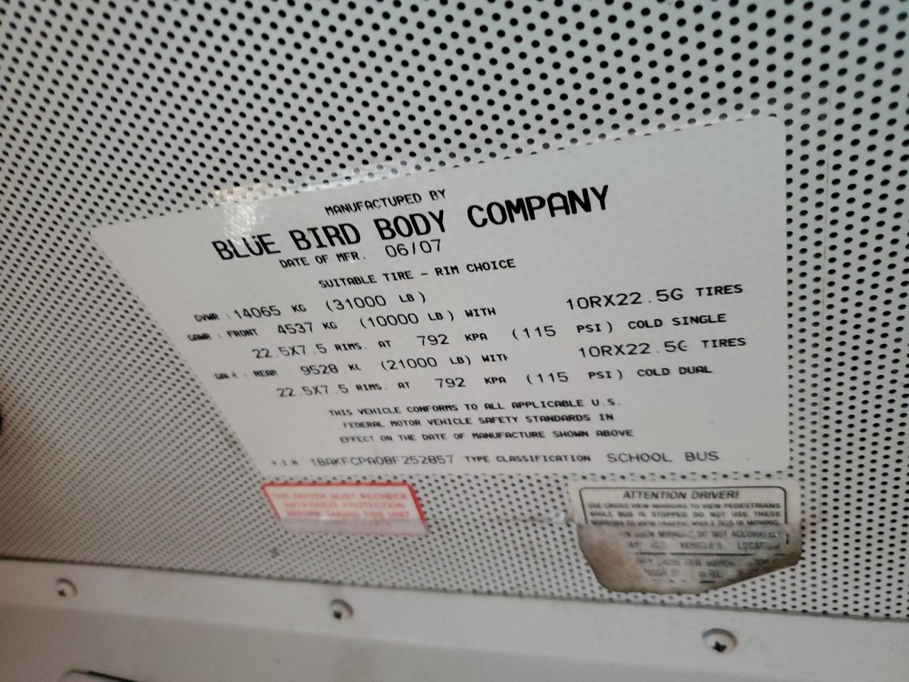 Lot #3276986167 2008 BLUE BIRD SCHOOL BUS