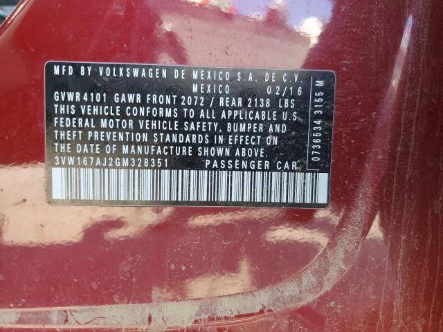 2016 VOLKSWAGEN JETTA S 3VW167AJ2GM328351