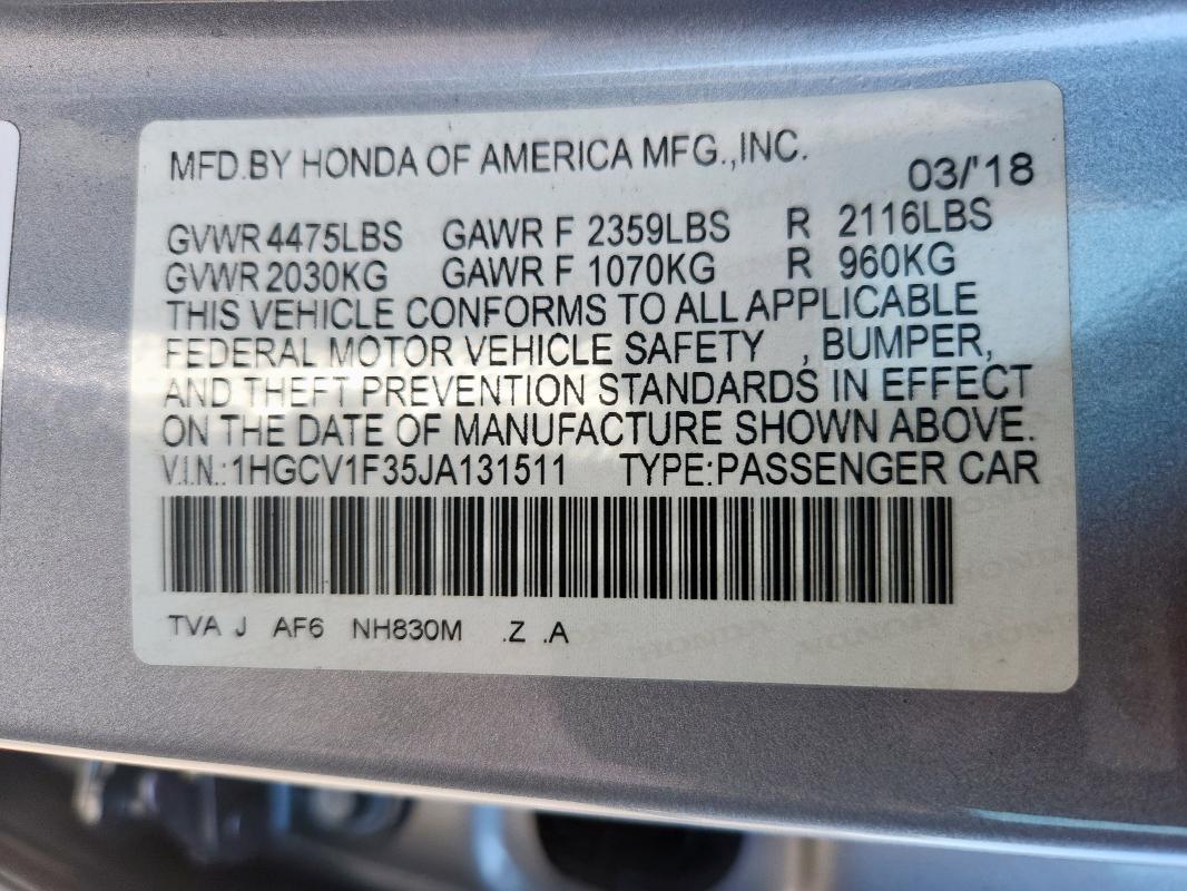 2018 HONDA ACCORD SPO - 1HGCV1F35JA131511