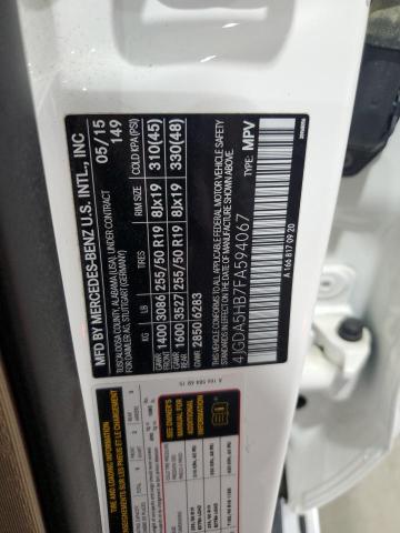 2015 MERCEDES-BENZ ML 350 4MA 4JGDA5HB7FA594067