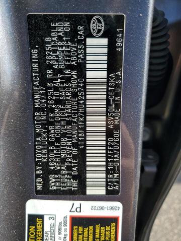2017 TOYOTA CAMRY LE 4T1BF1FK7HU425740