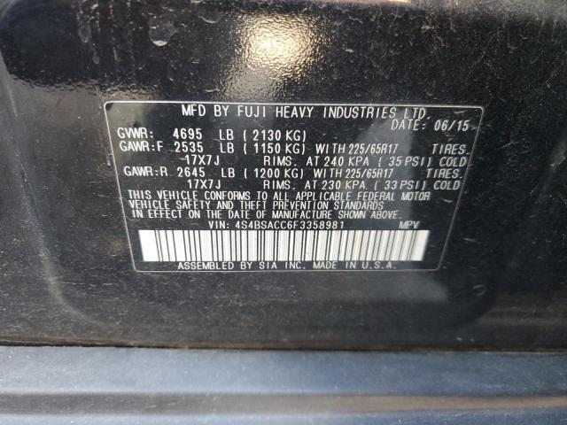 2015 SUBARU OUTBACK 2. 4S4BSACC6F3358981