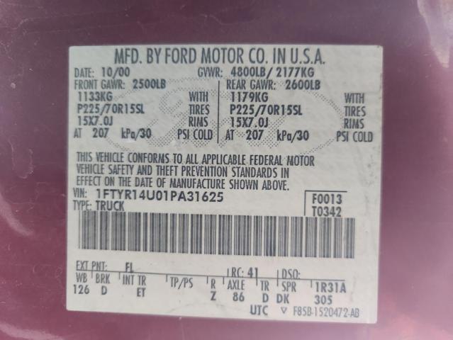 2001 FORD RANGER SUP #3268509808