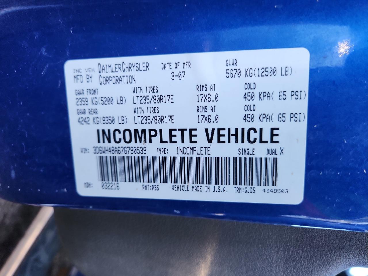 Lot #3276005811 2007 DODGE RAM 3500 S