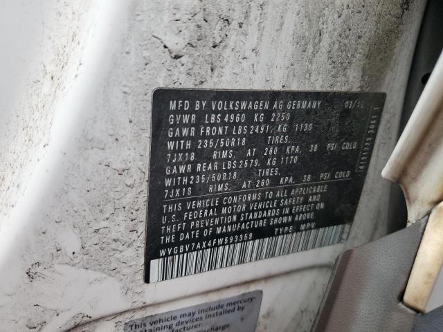 2015 VOLKSWAGEN TIGUAN S WVGBV7AX4FW593359