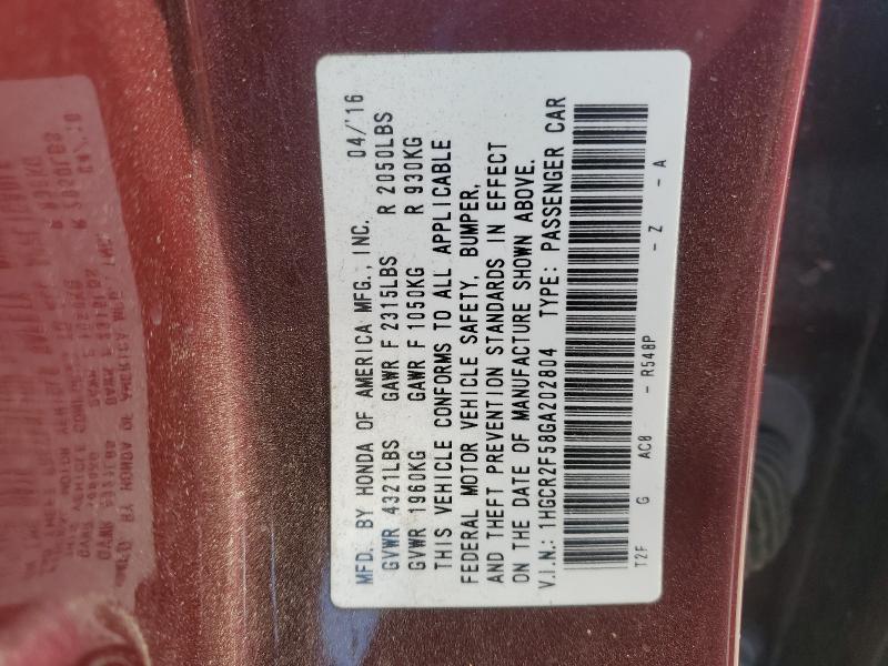 2016 HONDA ACCORD SPO - 1HGCR2F58GA202804