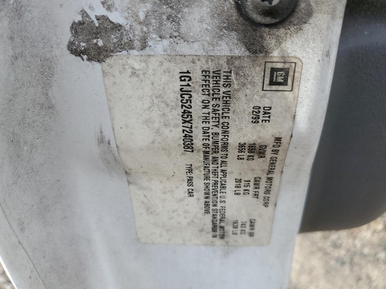 Lot #3301791343 1999 CHEVROLET CAVALIER