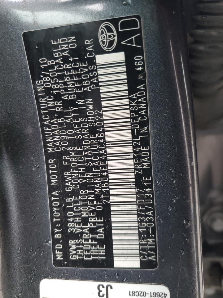 Lot #3310321979 2010 TOYOTA COROLLA BA