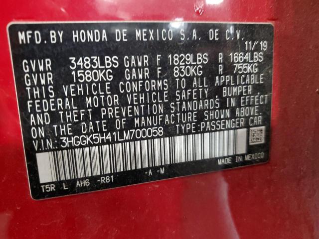 2020 HONDA FIT LX #3281759887