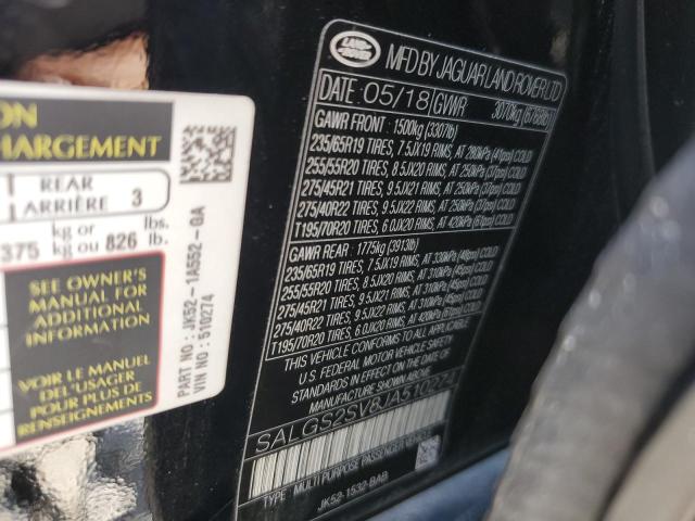 2018 LAND ROVER RANGE ROVE - SALGS2SV8JA510274