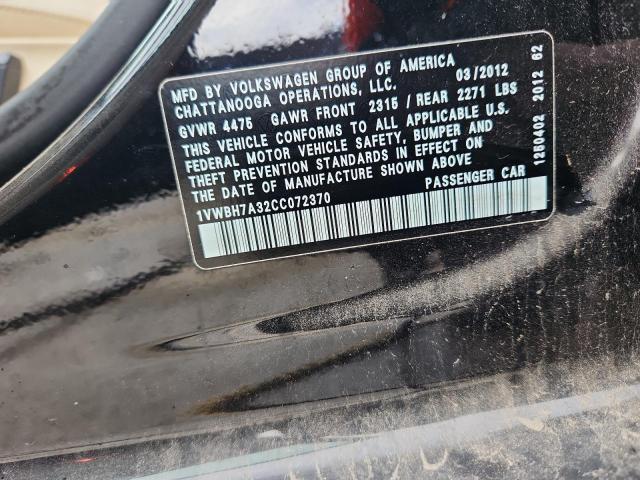 2012 VOLKSWAGEN PASSAT SE - 1VWBH7A32CC072370