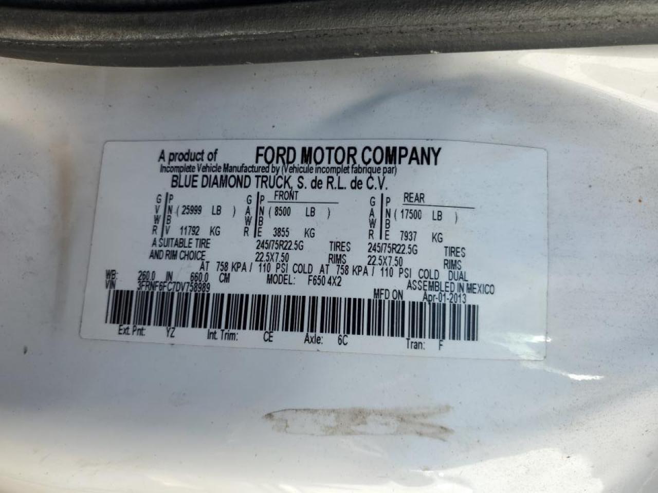 Lot #3268346035 2013 FORD F650 SUPER