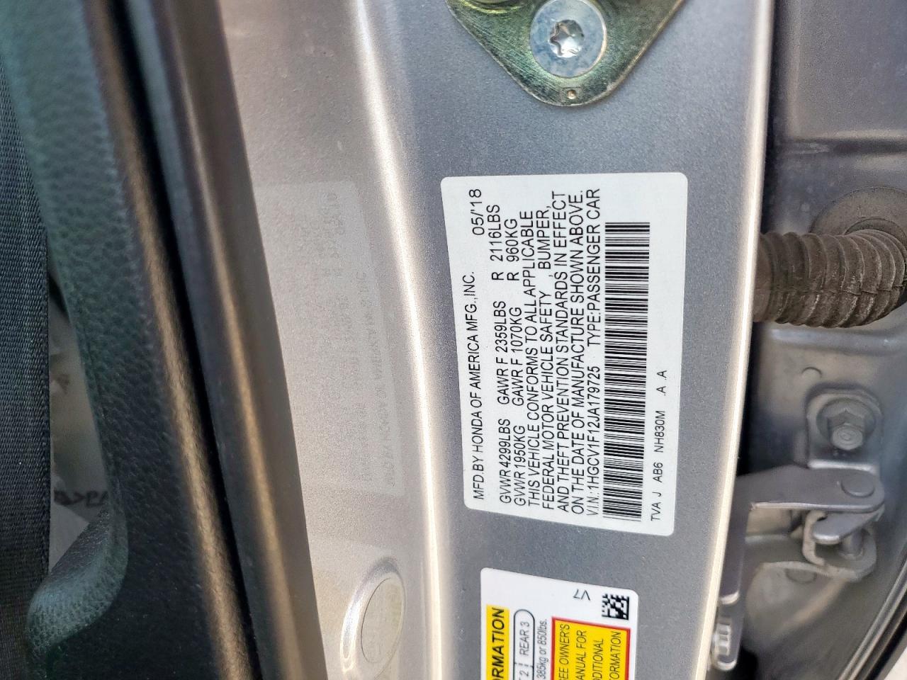 Lot #3267039708 2018 HONDA ACCORD LX