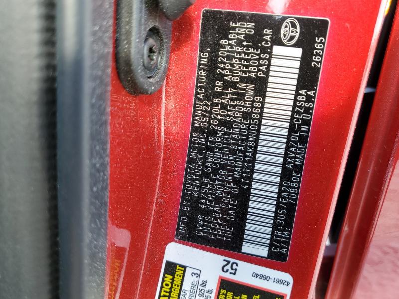 2022 TOYOTA CAMRY SE - 4T1T11AK8NU058689