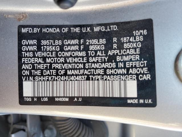 2017 HONDA CIVIC LX SHHFK7H24HU404837