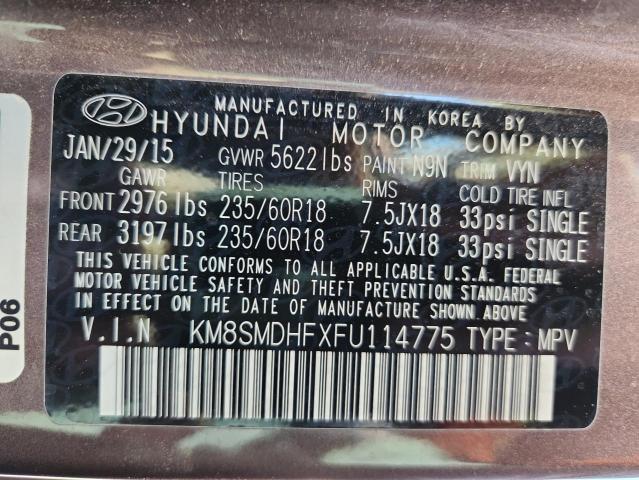 2015 HYUNDAI SANTA FE GLS KM8SMDHFXFU114775