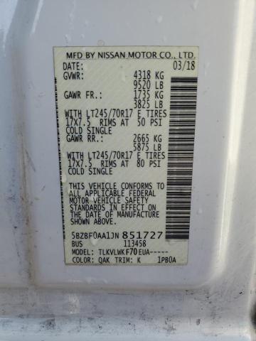 2018 NISSAN NV 3500 S #3293510414