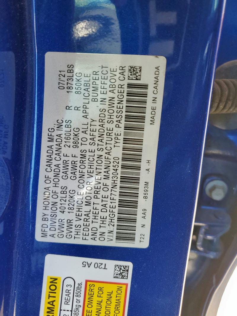 2022 HONDA CIVIC EX #3291620254
