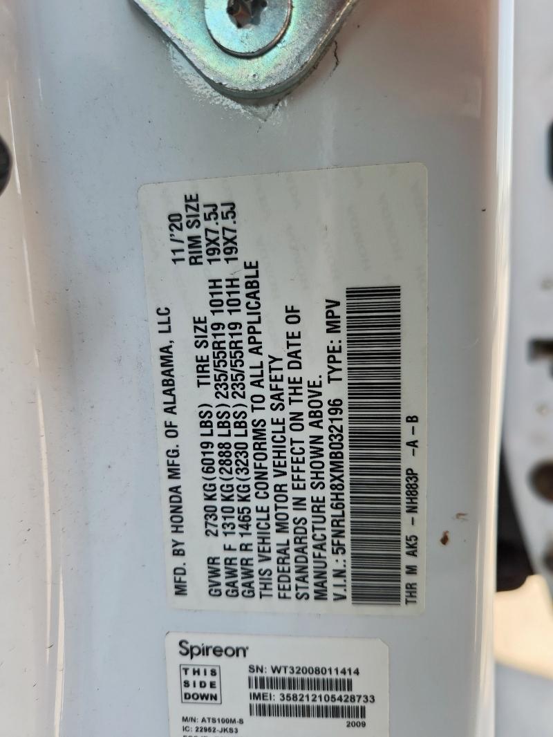 2021 HONDA ODYSSEY TO #3302935619