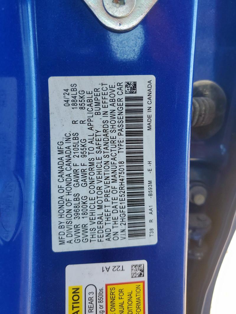 2024 HONDA CIVIC SI 2HGFE1E52RH475018