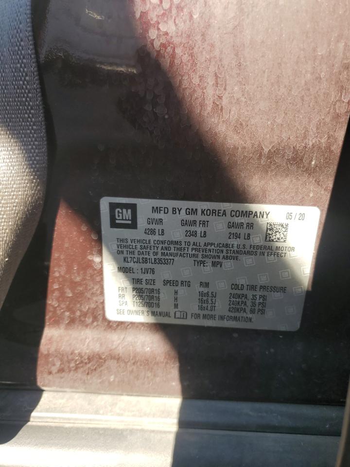 Lot #3302736029 2020 CHEVROLET TRAX 1LT