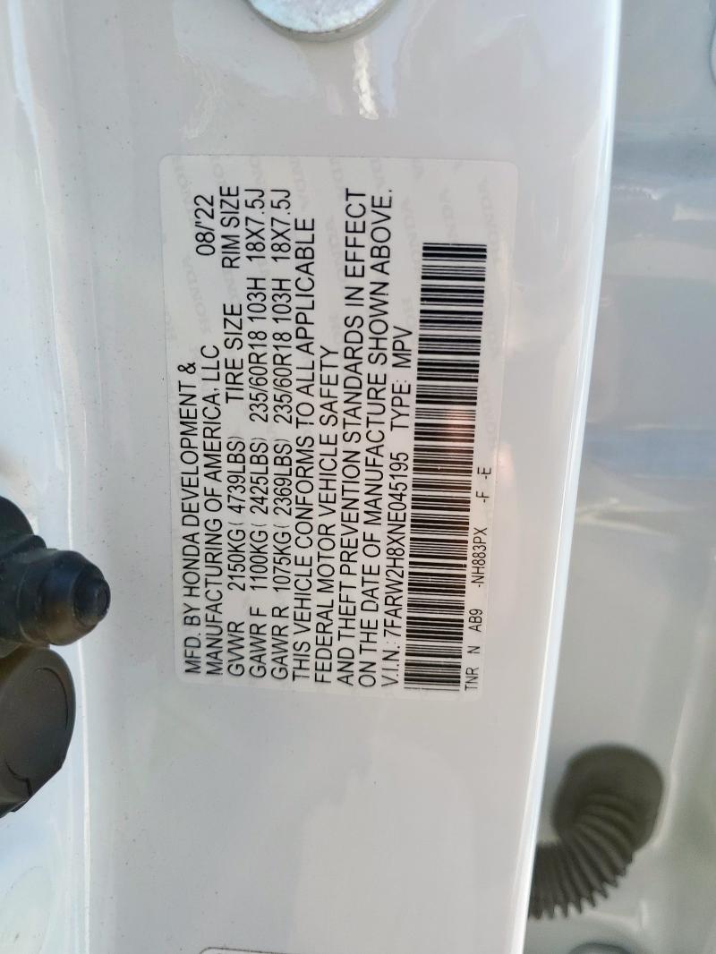 2022 HONDA CR-V EXL 7FARW2H8XNE045195