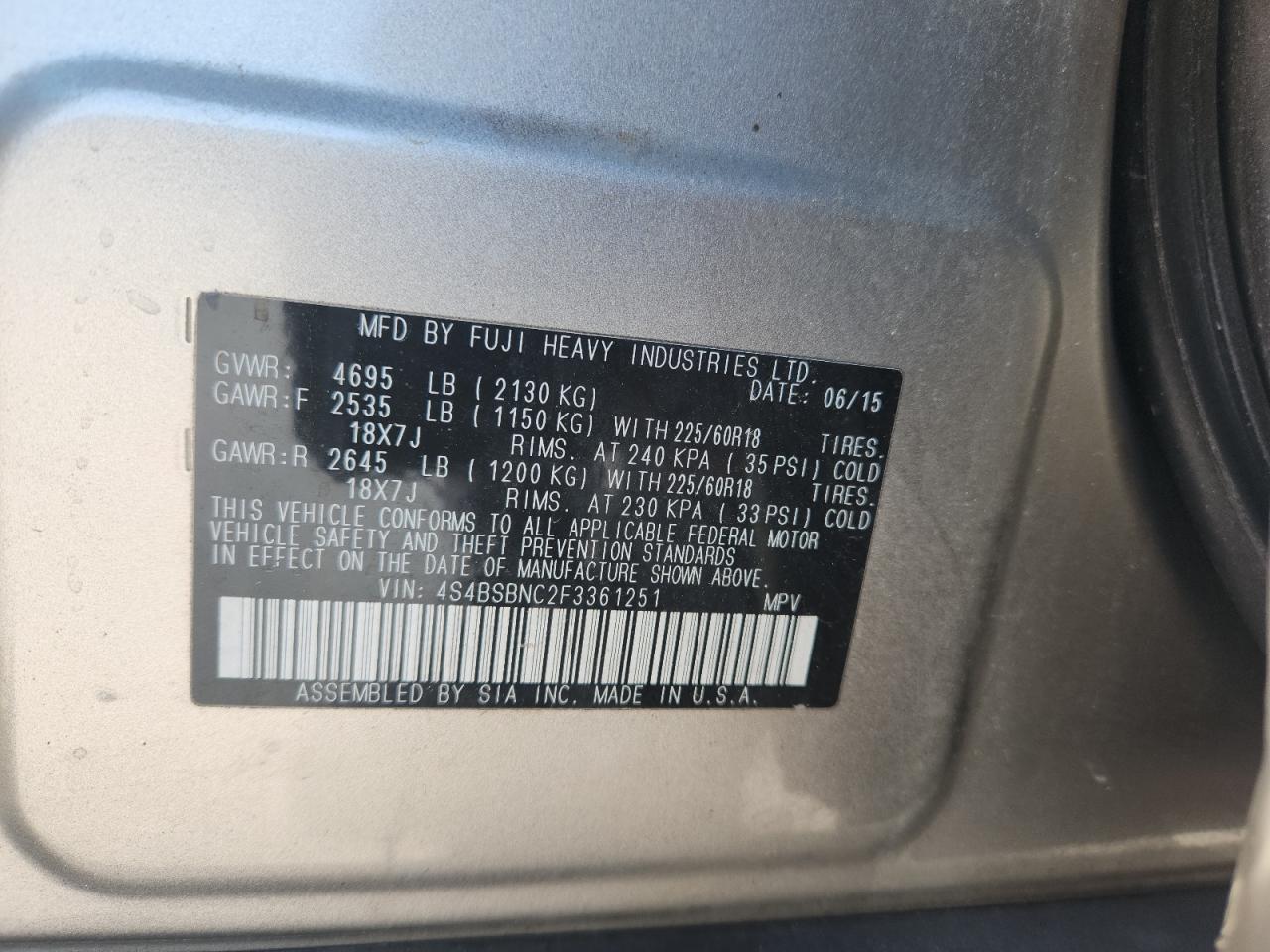 SUBARU OUTBACK 2.5I LIMITED