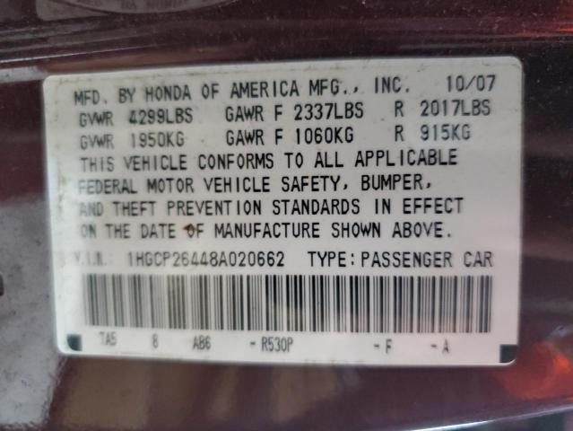 2008 HONDA ACCORD LXP #3303816441