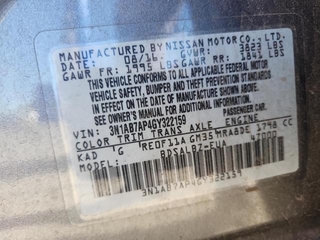 2016 NISSAN SENTRA S - 3N1AB7AP4GY322159