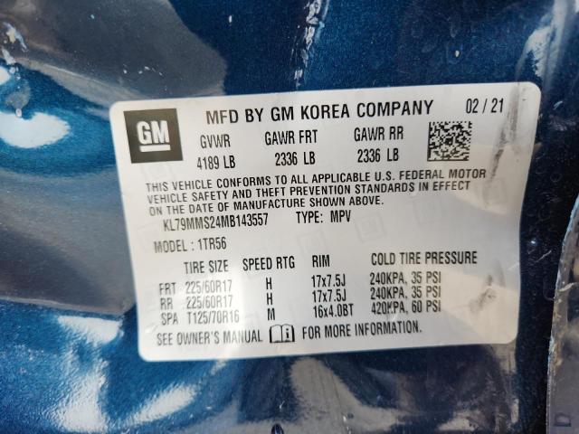 2021 CHEVROLET TRAILBLAZE - KL79MMS24MB143557