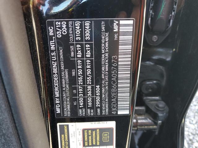 2012 MERCEDES-BENZ ML 350 BLU - 4JGDA2EB6CA057673