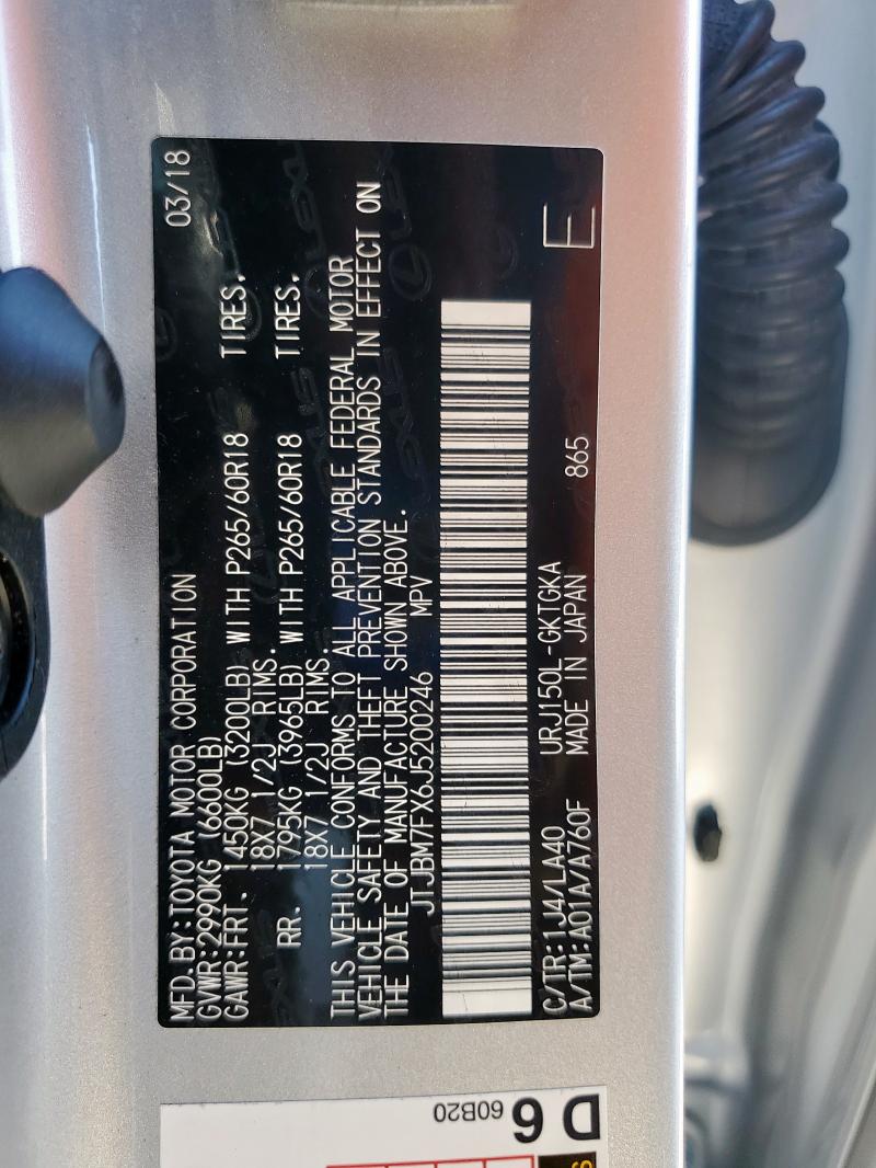 2018 LEXUS GX 460 JTJBM7FX6J5200246