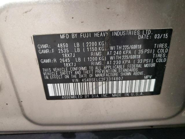 2015 SUBARU OUTBACK 3. - 4S4BSELC2F3314807