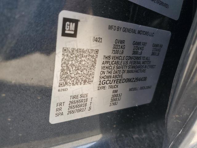 2021 CHEVROLET SILVERADO 1GCUYEED0MZ294438