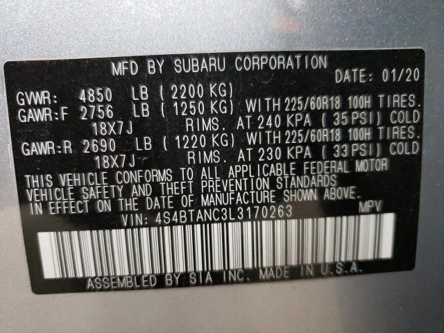 2020 SUBARU OUTBACK LI - 4S4BTANC3L3170263