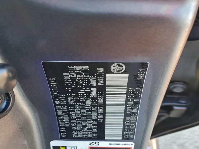 2018 TOYOTA CAMRY L - 4T1B11HK7JU085538