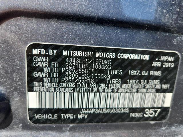 2019 MITSUBISHI OUTLANDER - JA4AP3AU5KU030345