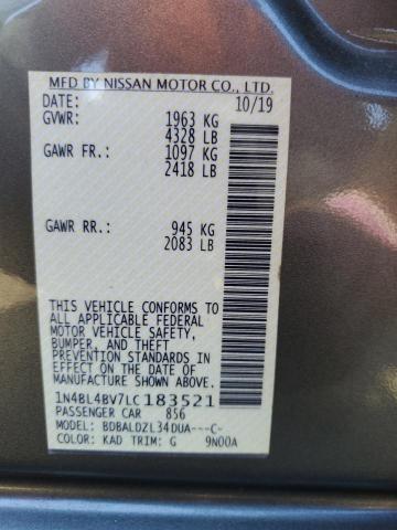 2020 NISSAN ALTIMA S 1N4BL4BV7LC183521