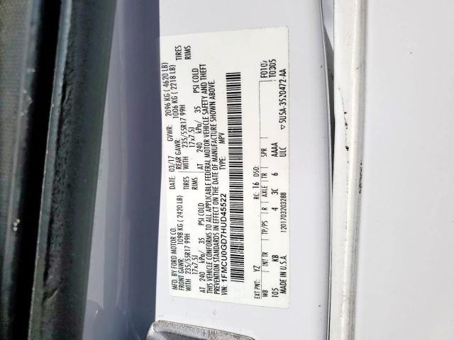 2017 FORD ESCAPE SE - 1FMCU0GD7HUD45522