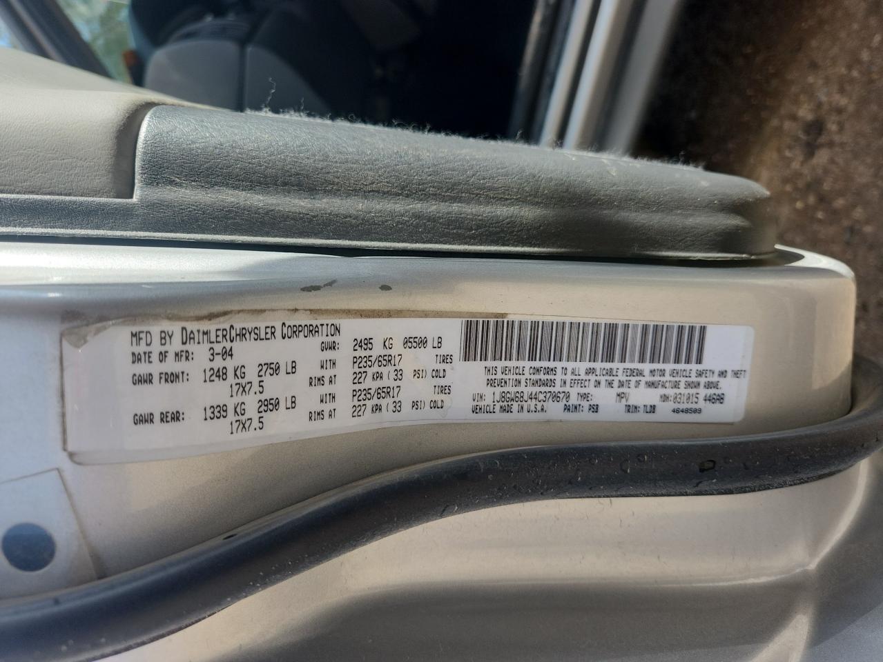 Lot #3276406674 2004 JEEP GRAND CHER