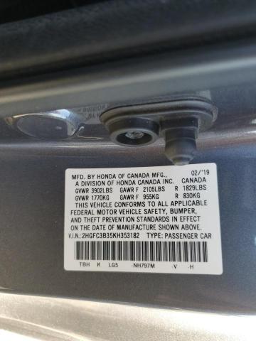 2019 HONDA CIVIC EX - 2HGFC3B35KH353182