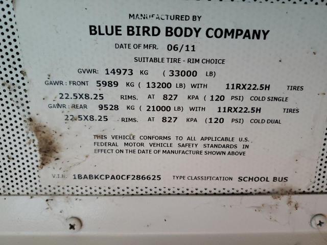 2012 BLUE BIRD ALL AMERICAN - FE #3304514441