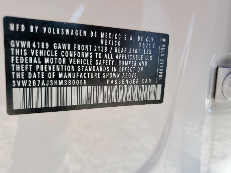 2017 VOLKSWAGEN JETTA S - 3VW2B7AJ3HM380055