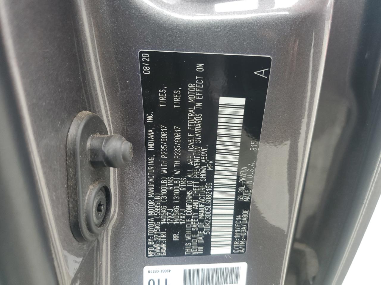 Lot #3286584144 2020 TOYOTA SIENNA LE