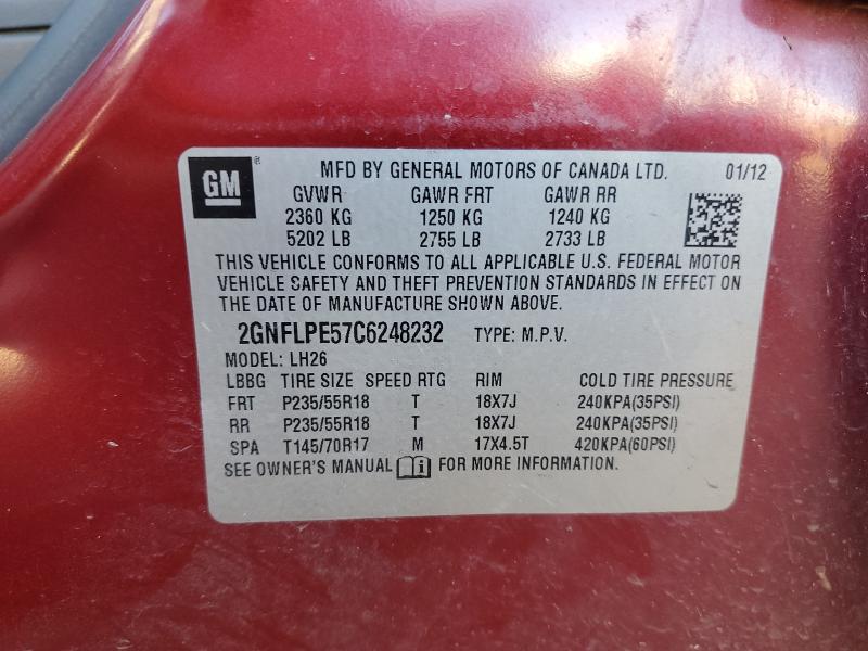 2012 CHEVROLET EQUINOX LT - 2GNFLPE57C6248232