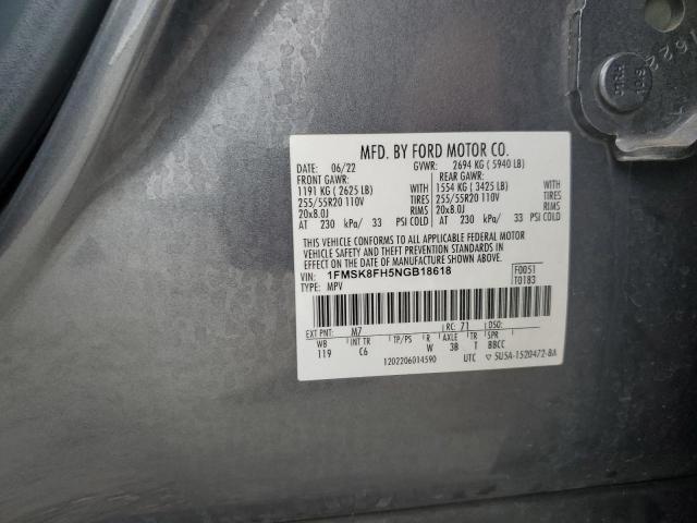 2022 FORD EXPLORER L - 1FMSK8FH5NGB18618