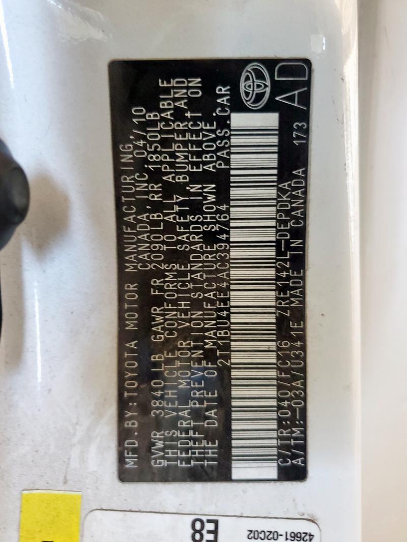 2010 TOYOTA COROLLA BASE - 2T1BU4EE4AC394764