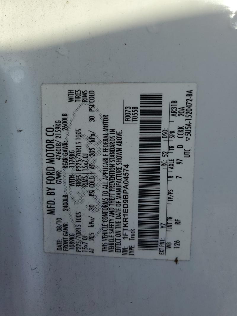 2011 FORD RANGER SUP - 1FTKR1ED9BPA04574