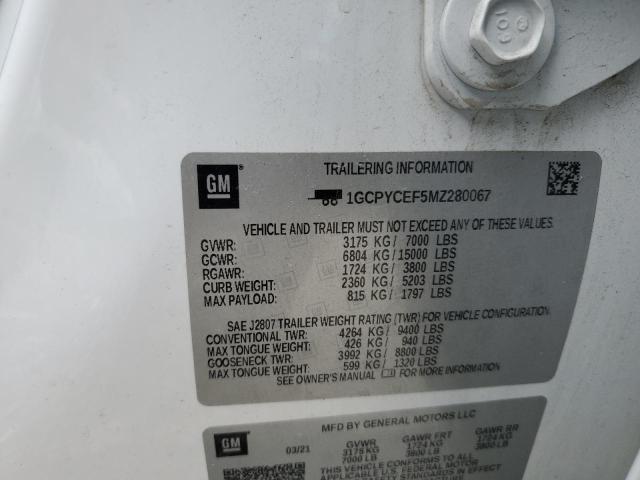 2021 CHEVROLET SILVERADO K1500 TRAIL BOSS CUSTOM 1GCPYCEF5MZ280067