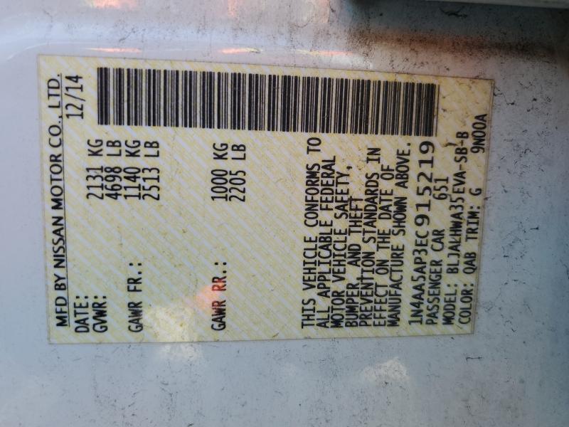 2014 NISSAN MAXIMA S - 1N4AA5AP3EC915219